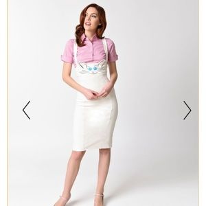 Ivory Bunny Suspender Pencil Skirt